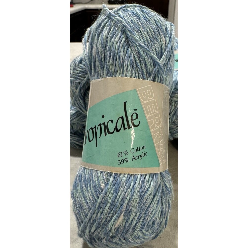 Vintage Bernat Tropicale Light Blue Green Yarn 8 Skeins 110 Yds Each Color 12960